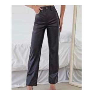Shein Black Faux Leather Pants